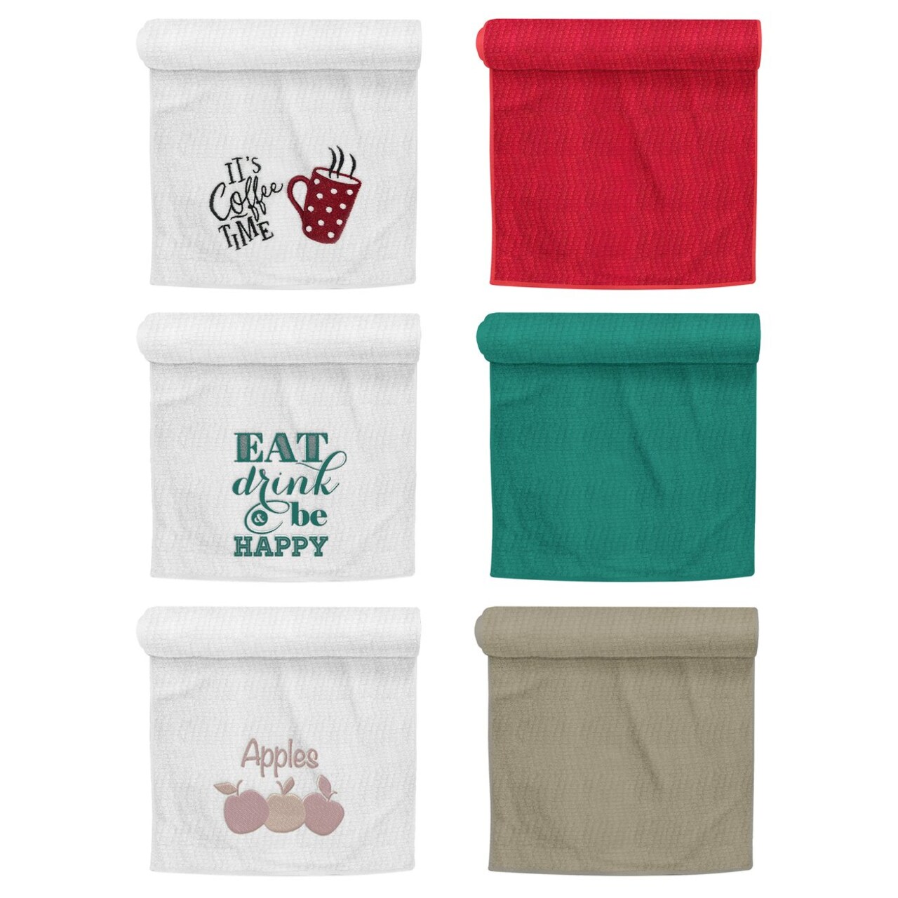Embroidered Cotton Kitchen Towels 2-Pack Ultra Soft Decorative Absorbent Linen